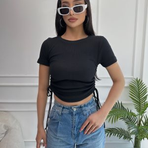 yan büzgülü kaşkorse bluz