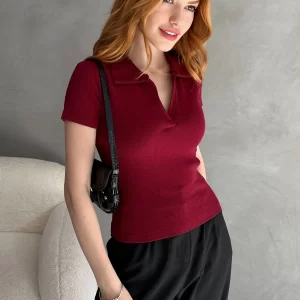 polo yaka kaşkorse bluz