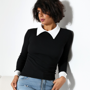 zıt polo yakalı kaşkorse bluz